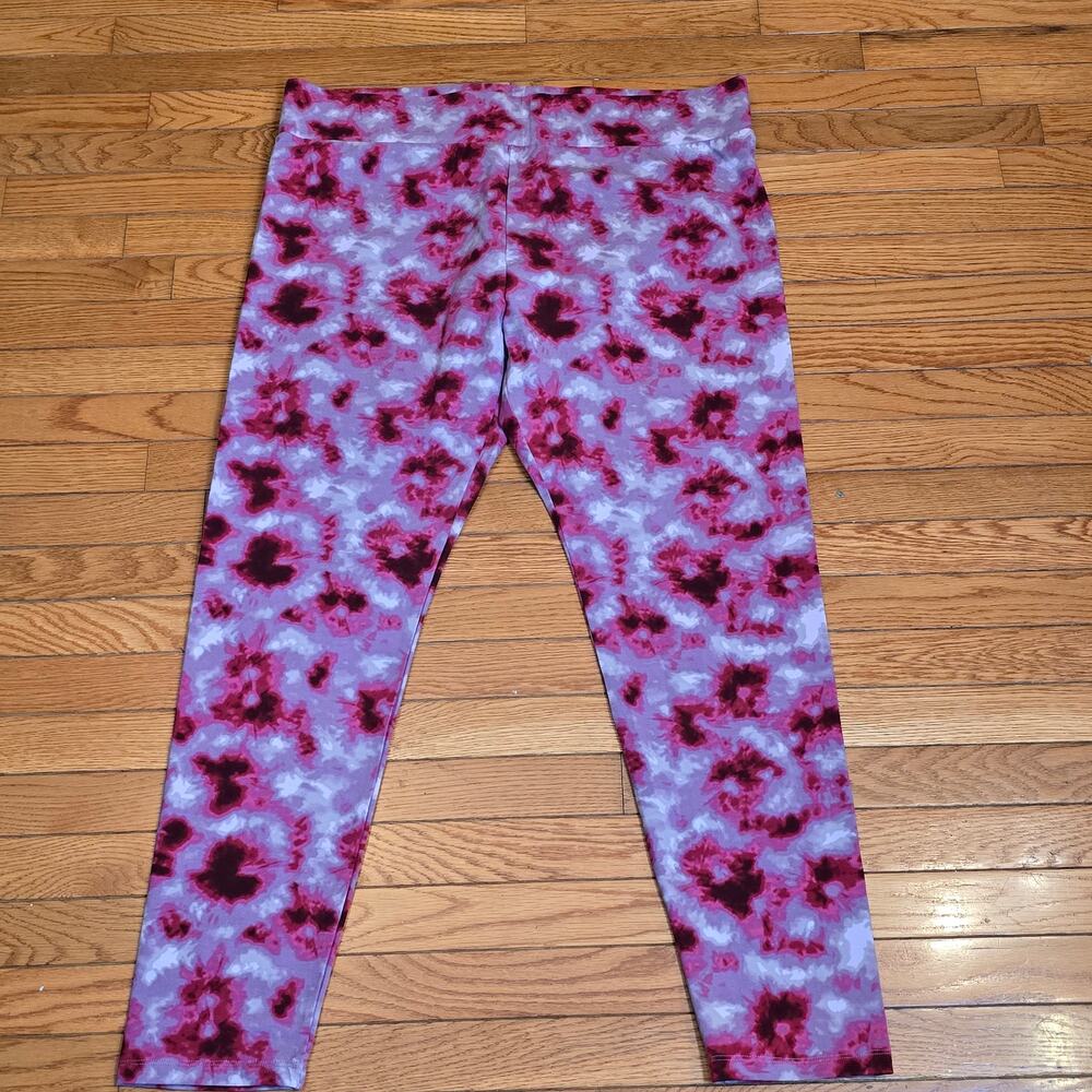 LOGO by Lori Goldstein Tie Dye Knit Leggings- Red Size 2 XL